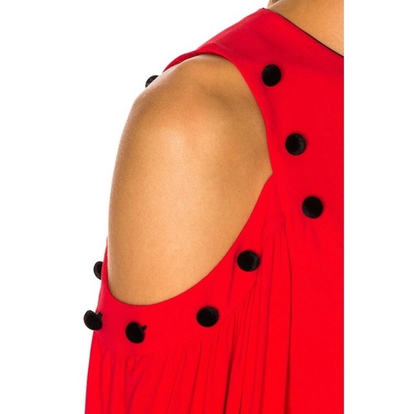 ALEXIS Asher Red Cold Shoulder Button Accent Long Sleeve Shorts Romper - Picture 5 of 12